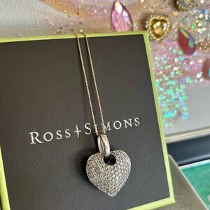 White gold Heart Necklace with gold box chain